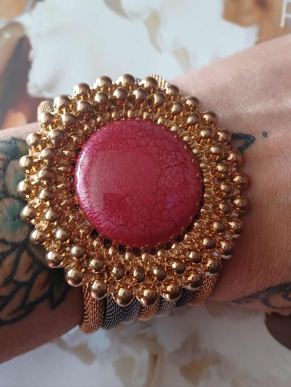 Vintage 80s  Multi-Strand Tri-Colored Mesh Statement Bracelet 💖